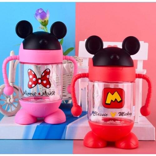 250ml Disney MICKEY Baby feeding cups with straw Minnie kids water bottles Toddlers Sippy cup Outdoor Portable Childrens Cups