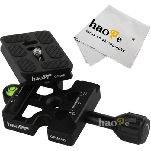 Haoge Quick Release Clamp +60mm Plate for Manfrotto Arca-Swiss RRS Sunwayfoto Ball Head