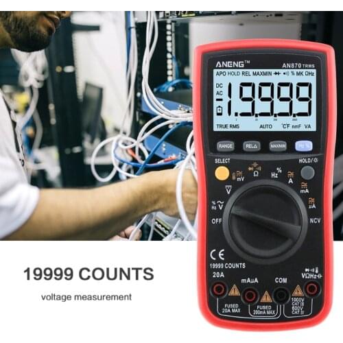 OOTDTY AN870 19999 COUNTS Digital Multimeter True-RMS Voltage Ammeter Current Meter