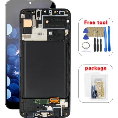 For Samsung Galaxy A30s A307F A307FN A307G A307YN LCD Display Touch Screen Digitizer Glass Assembly +Frame