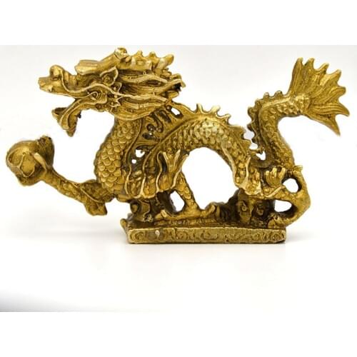 Chinese Ancient Mascot Copper Dragon Sculpture Art Crafts Dragon Statue Office Oranment Collection Home decoration accessories