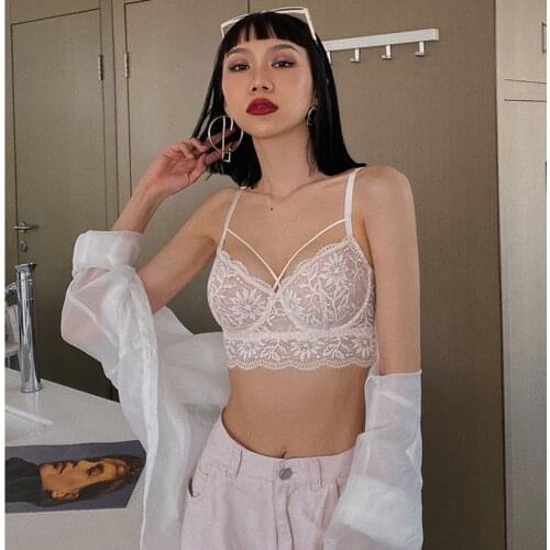 Lingerie Sets Bandage Push Up Bra Ultra-thin Embroidery Lace Underwear Women Plus Size Hollow Brassiere and High Waist Pantie