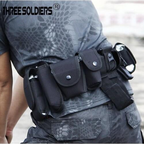 Multi-function tactical training 1waist belt with 9 pcs pouches Tactical Outdoor Sport Travel bags Training Belt with Pouch Set