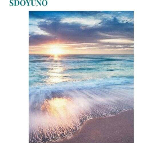 SDOYUNO Paint By Numbers Seascape DIY 40x50cm Oil Painting By Numbers On Canvas Landscape Frameless Digital Hand Painting Wall A