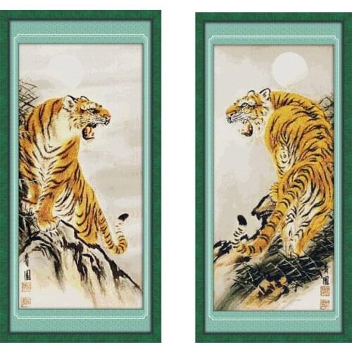 Joy Sunday Tiger Chinese Cross Stitch Patterns 11CT 14CT counted Cross Stitch Kits Embroidery Needlework Set DMC DIY Home Decor