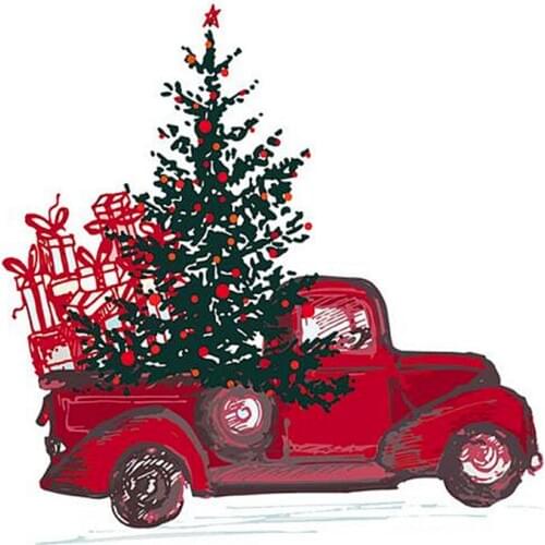 22CM Christmas Red Car Patch Heat Tranfer Printing Clothes Stickers Large Badge Iron On Patches For Clothing Strange things