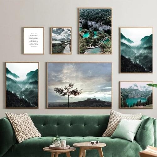 Nordic Nature Scenery Poster Wall Art Canvas Painting Blue Landscape Picture Home Decor Poster and print for Living Room Design
