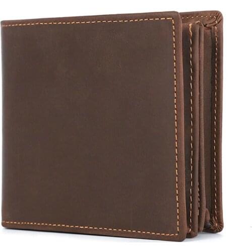 New anti-theft brush RFID mens leather wallet mad horse leather short fashion leisure wallet