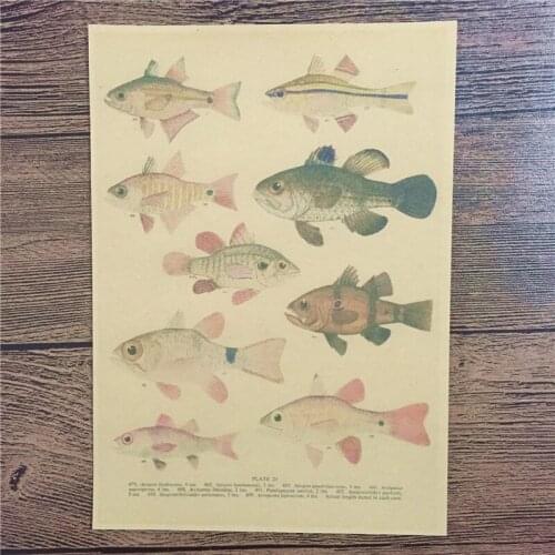 New arrival CTF-025 vintage poster "Fish Side show" home decor wall art craft sticker painting for kids rooms 42x30 cm NEW 2016