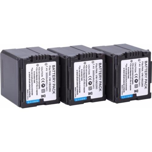 Probty 3pcs 3000mAh VW-VBG260 VW VBG260 Battery For Panasonic HS250 SDR-SD7 HDC-MDH1 HS700 HS9 SD1 SD10 HS20 TM700 TMT750 SD200