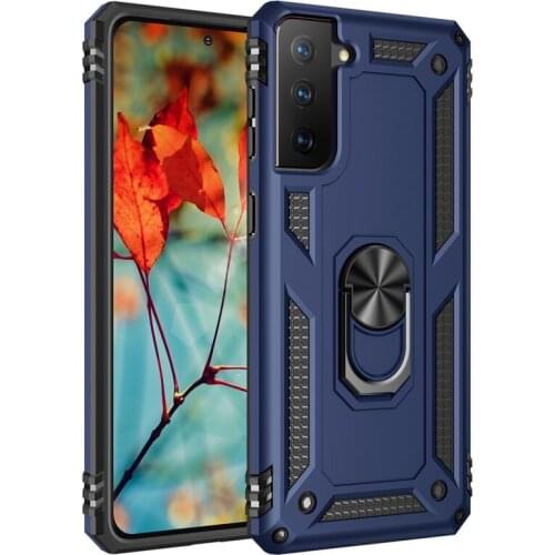 Luxury Armor Silicon Bumper Hard Back Cover For Galaxy S21 S20 FE Plus Metal Ring Holder Stand Case For Samsung Note 10 20 Ultra