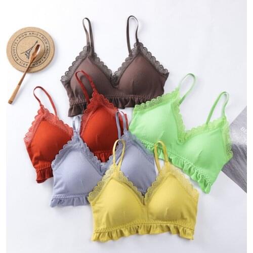 Sexy Lingerie French Lace Bra Women Bralette Comfortable Seamless Underwear Push Up Padded Bras Wire Free Tops for Women