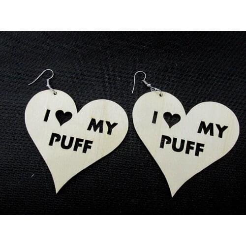 I love my puff wood Earrings
