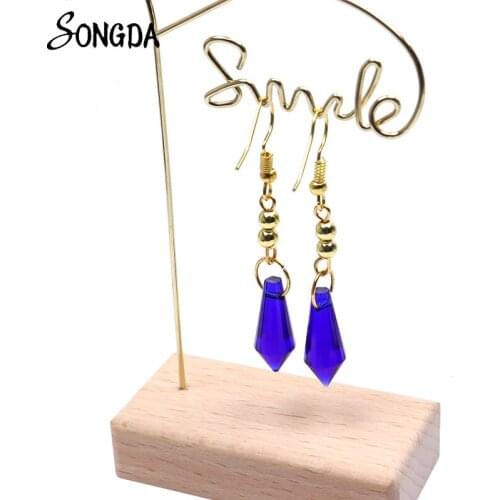 Genshin Impact Tartaglia Dangle Earrings for Women Gold Blue Crystal Genshin Childe Drop Earrings Girls New Fashion Jewelry Gift
