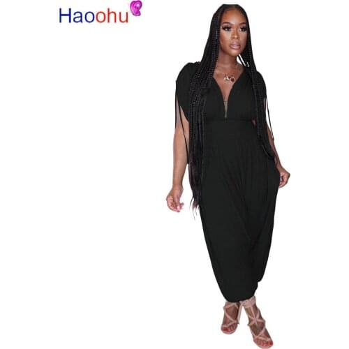Plus Size Sporty Rompers Womens Jumpsuit Sexy Deep V Neck Short Sleeve Baggy Bodysuits Casual Solid Pockets One Piece Overalls