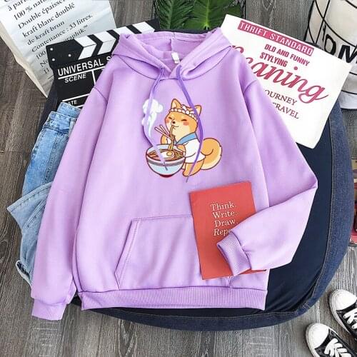 Ramen Shiba Inu Hoodie Cute Shiba Inu Dog Shiba Inu Hooded Sweatshirt Harajuku orange hoodies Lovely Kawaii Casual hoody