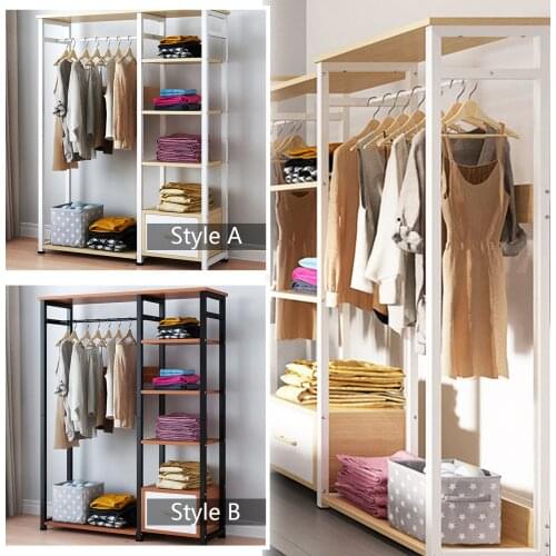 Clothes Rail Hanging Open Wardrobe Clothes Organizer Coat Hat Rack Stand + Drawer porte manteau kledingrek perchero de pie