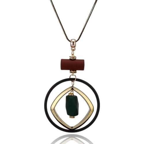 Vintage Multi-Layer Circle Pendant Womens Necklace Geometric Round Sweater Chain Snake Link Necklaces Charm Women Jewelry