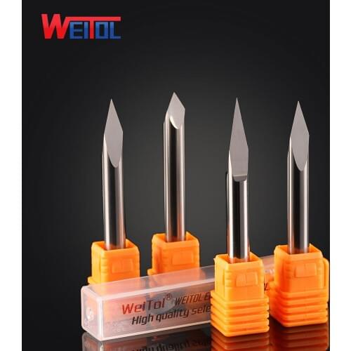 Weitol 5A 1pc 6 mm Carbide Carving Cutters CNC Router Tools Precise Flat Bottom Engraving Bits