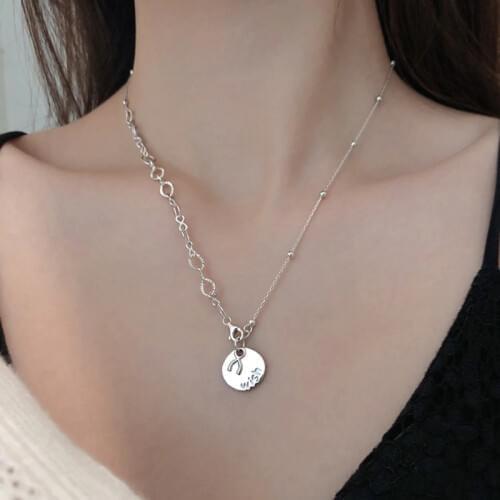 XIYANIKE 925 Sterling Silver Round Brand Wish Pendant Necklace Long Sweater Chain High Quality INS Women Refinement Oжерелье