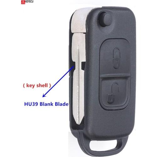 KEYECU New Replacement Shell Folding Remote Key Case 1Button for Mercedes-Benz C E S HU39