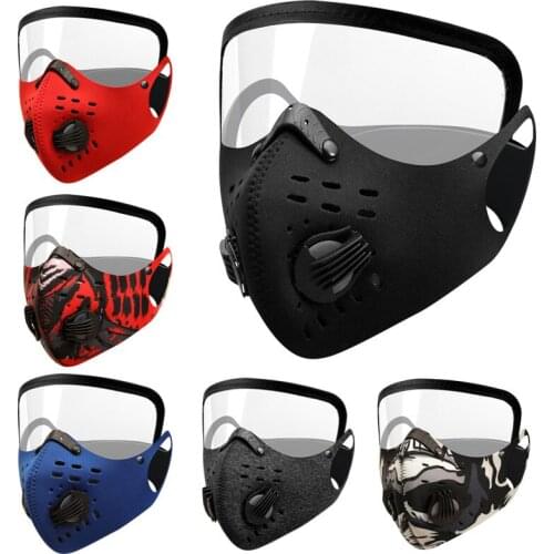 Protective Mask With Removable Eye Protection Screen Anti-Pollution Cycling Mask With Breathing Valve Sponge Fabric Reusable