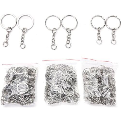 100 Pcs/Set Silvery Key Chains Stainless Alloy Circle DIY 25mm Keyrings Jewelry Keychain Key Ring Jewelry Keychain Key Ring