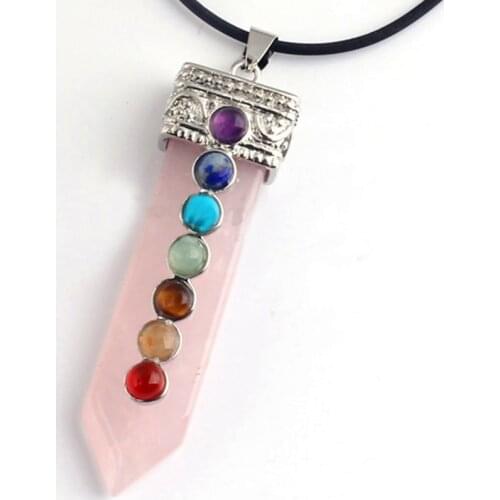 100-Unique Personalized 1 Pcs Silver Plated Natural Rose Pink Quartz Sword Shaped Chakra Pendant For Women Gift