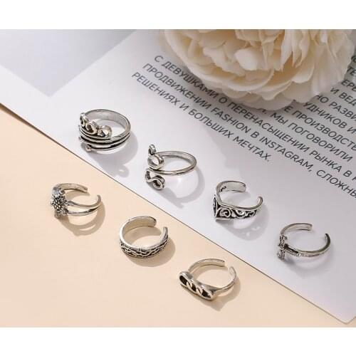 2021 Vintage Carved Dragonfly Foot Womens Ring Hollow Boho Waves Shofar Toe Rings Summer Mujer Beach Sandals Jewelry Trinkets