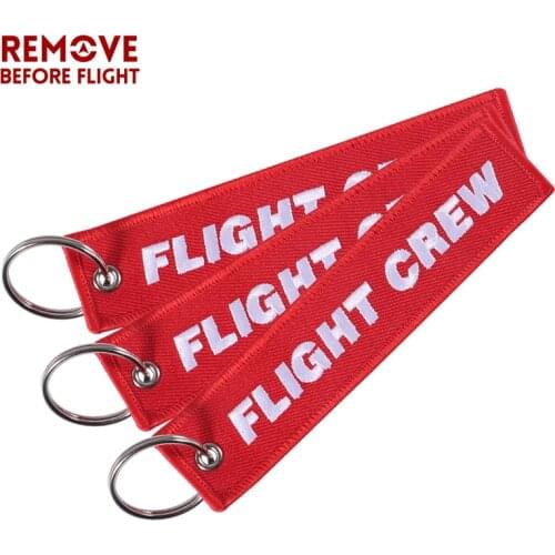 3 PC Red Flight Crew REMOVE BEFORE FLIGHT Fashion Jewelry Chain Keychain For Aviator Keychain Embroidery Key Ring Custom Key Fob