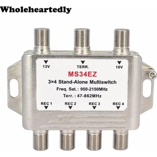 3 In 4 Out Satellite DiSEqC Stand-Alone Multiswitch Splitter 3x4 Satellite Switch FTA TV LNB Switch For Smatv DVB-S2 DVB-T2