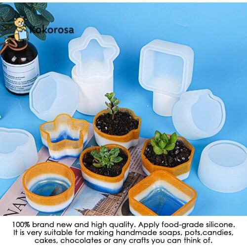3D Plant Pot Molds Silicone Succulent Flower Pot Concrete Cement Clay Mold Candle Soap Polygonal Handmade Making Mould