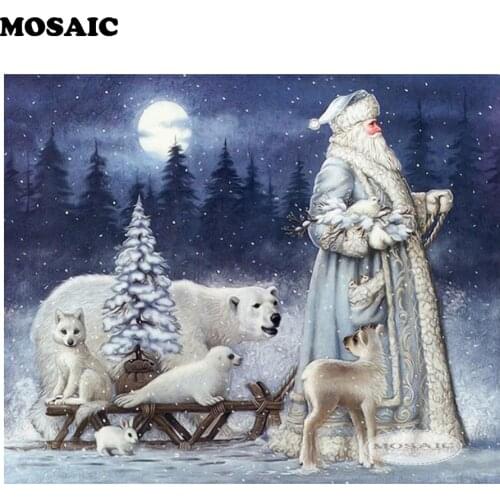 5DIY Diamond Painting Cross Stitch Christmas bear deer Mosaic Pattern Diamond Embroidery Mosaic 5D Rhinestone Painting wall art