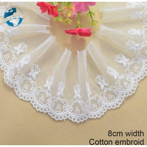 8cm white embroid elastic sewing ribbon guipure lace trim or fabric warp knitting DIY Garment Accessories free shipping #1788