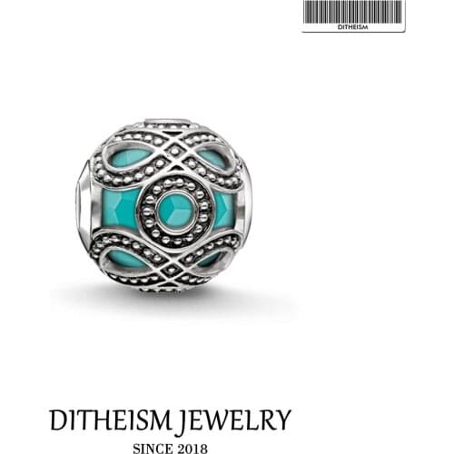 DIY Beads Green Ethnic Charm Bead,2018 Fashion Silver Jewelry Trendy Gift For Women Men Boy Girl Fit Bracelets Necklace Choker