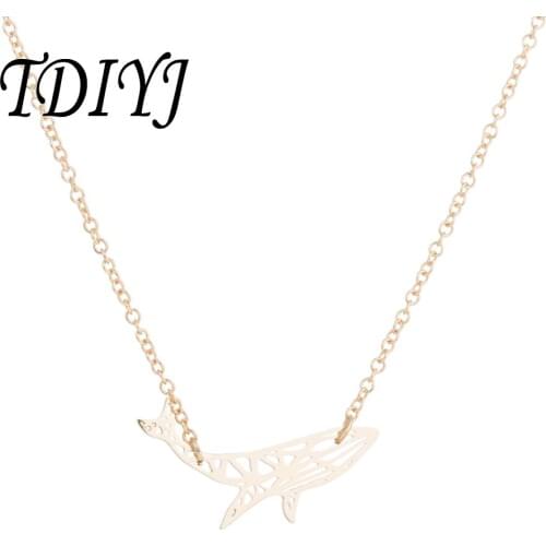 TDIYJ Stainless Steel Hollow Whale Necklaces Animal Charm Necklace Long Chain for Women Girls Jewelry Gifts 10pcs/lot 3pcs/lot