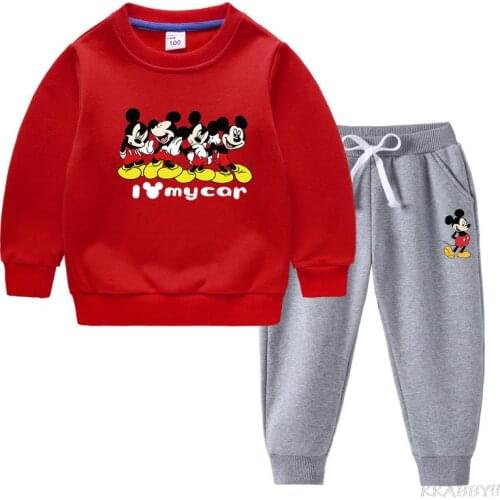 Disney Mickey Mouse Children Tracksuit Kids Clothing Sets Baby Girls Fashion Sports Suits Sweatshirts+Pants 2 Pcs Clothes