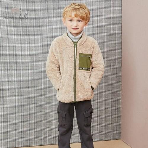 DKS15610 dave bella winter kids boys fashion pockets coat casual children tops high quality outerwear