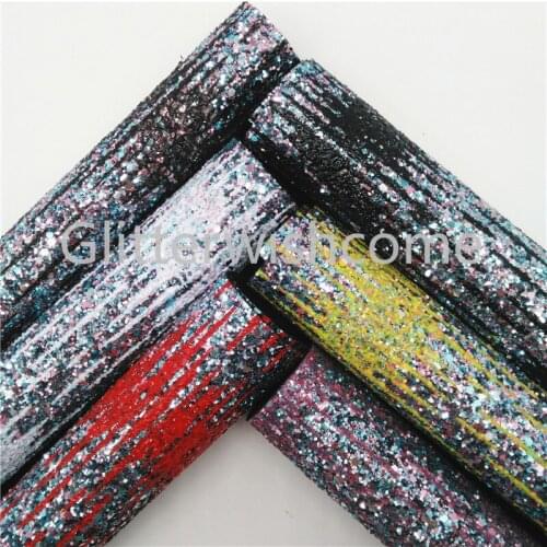 Glitterwishcome 21X29CM A4 Size Gradient Chunky Glitter Leather, Faux PU Leather fabric Vinyl for Bows, GM598B