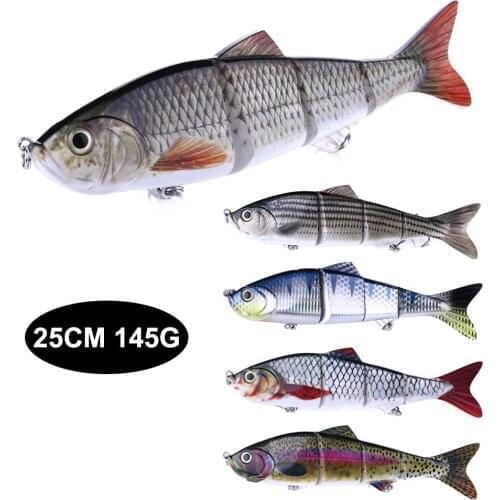 HENGJIA 1pcs 25cm 145g Huge Multi-Jointed Swimbait Sea Fishing Lure Big Bait for Bass Pike Salmon Artificial Hard Wobbler