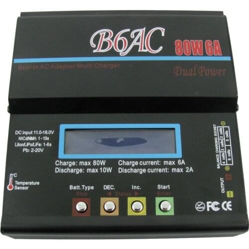 HTRC Black B6AC 80W RC Balance Charger Discharger 6A for 1-6s LiPo/LiFe/LilonNiCd/MH/Pb Battery Free Shipping