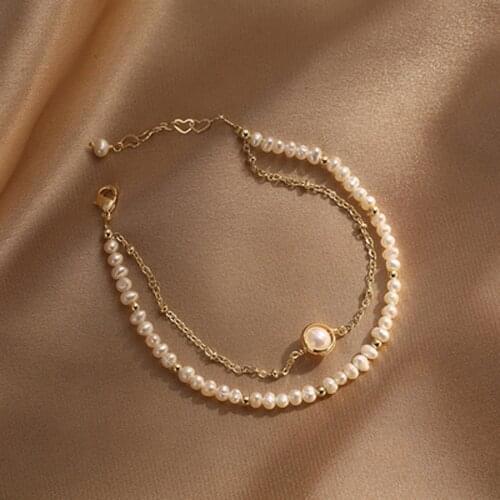 Classic Fine Pearl Jewelry Stainless Steel Real 18KP Chain Handmade Beaded Real Pearl Bracelet for Women Accept Dropshipping