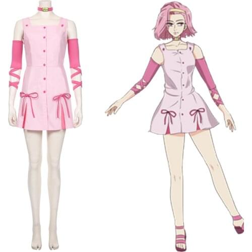 JoJo‘s Bizarre Adventure -Sugimoto Reimi Cosplay Costume Women Dress Uniform Pink Outfits Halloween Carnival Costume