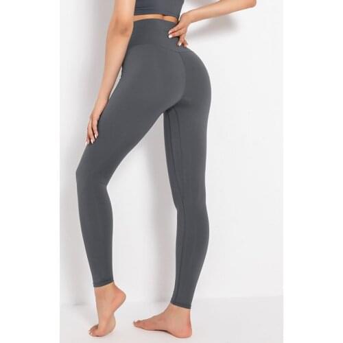 Solid Color Women Leggings High Waist Fitness Leggings High Elastic Sports Pants Girl Nylon Leggings Soft Workout Running Pants