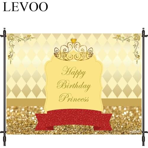 LEVOO Photography Backdrop Golden Crown Pattern Princess Noble Prop Fabric Photography Backdrop Photocall Photobooth
