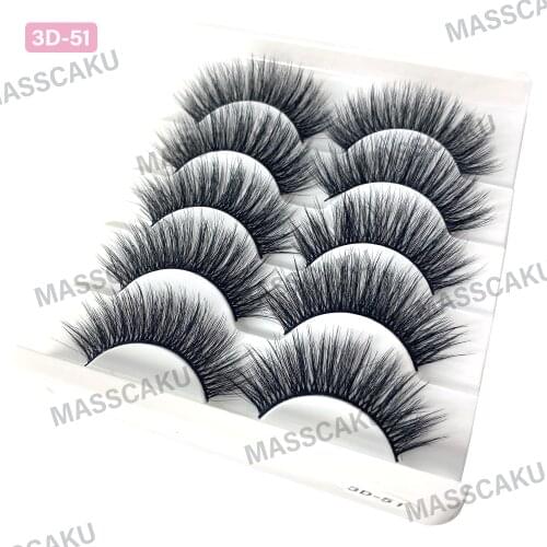 MASSCAKU 5pairs mink Lashes faux Eyelashes Mink False Eyelashes Dramatic Volume Lashes Eyelash Extension Makeup Kit Cilios