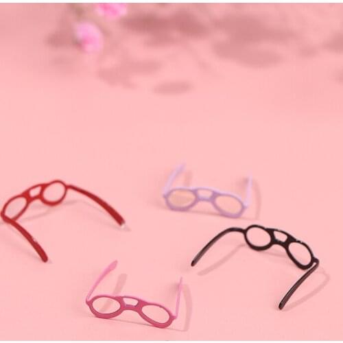 1:12 Scale Dollhouse Plastic Glasses Retro Round Frame Lensless Toys Vintage Doll House Miniature Accessories Doll Accessories