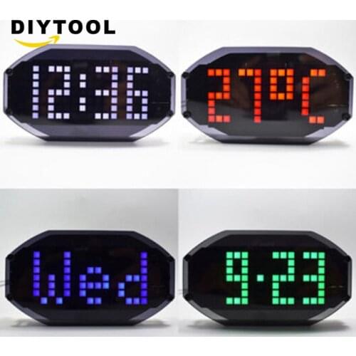 Multifunction Alarm Clock LED Dot Matrix Animation Effects DIY Kit Gifts Time Display