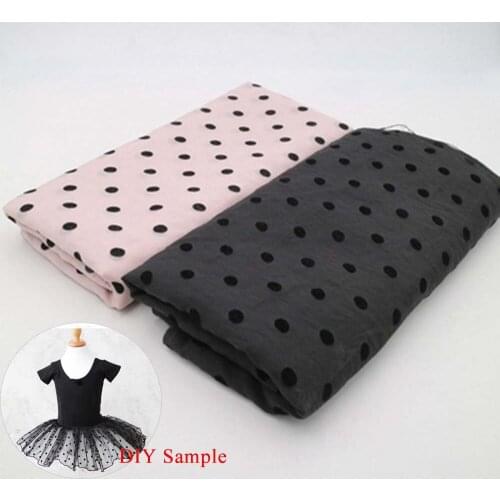 1 Meter Black Polka Dots Printed Tencel Chiffon Fabric Mesh Gauze Soft Cloth Tissu DIY for Sewing Dress Costume Scarfs Handmade