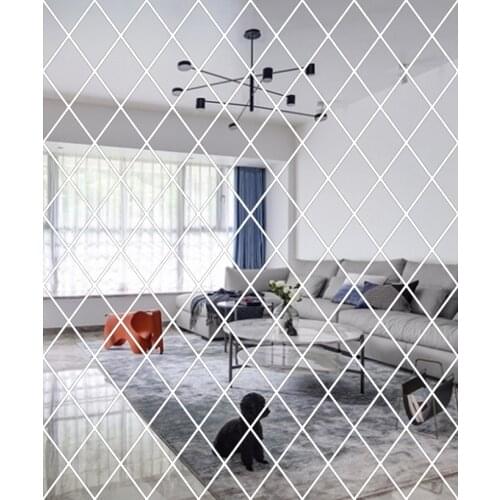 3D Mirror Wall Stickers Diamonds Triangles Acrylic Wall Mirror Stickers for Kids Room Living Room Home Decor fast delivery
